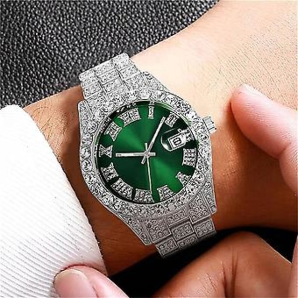 Unisex Kristallklocka Mode Diamantklocka Herr Dam Helt Isbelagda Klockor Lyxig Diamantarmbandsur