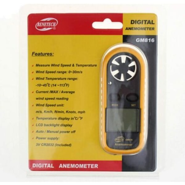 Digital Anemometer Vindmätare med Bakgrundsbelyst LCD-skärm, Mätning av Lufthastighet, Luftflöde och Utomhustemperatur för Aktiviteter[mo]