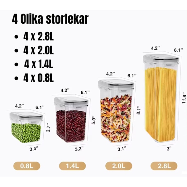 14-pack Lufttäta Matförvaringsbehållare med Lock - BPA-fria