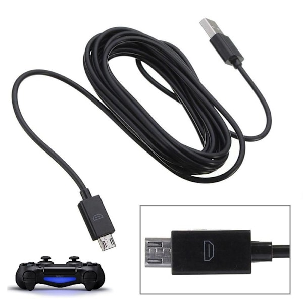 2-pak Playstation 4 / PS4 Ladekabel til controller 3m Sort[mo]