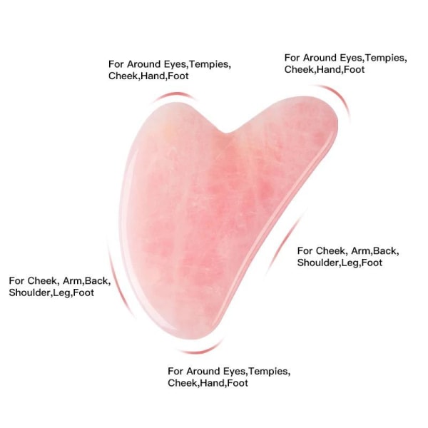 Naturlig Gua Sha Jade Rose Quartz Stone Face Board Tool - Rosa pink