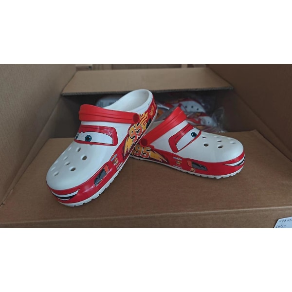 UNISEX Crocs Classic Clogs Lightning McQueen Bil Hål Skor Tofflor 100% Nya white white 45