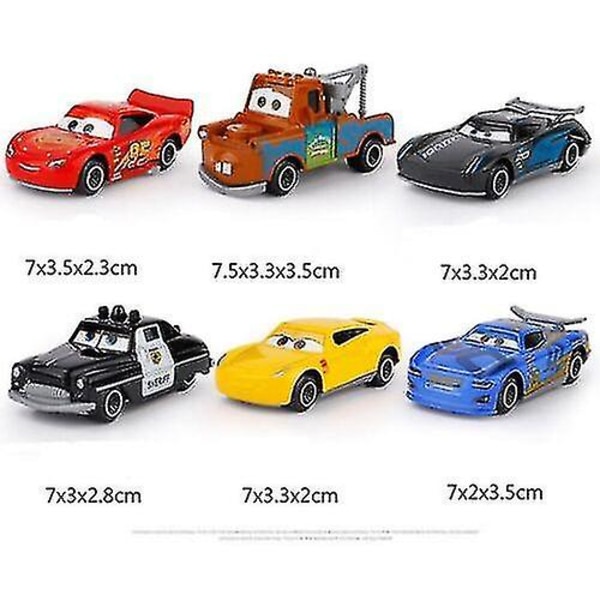 6 kpl Pixar Cars Lightning McQueen -kilpa-autot, leluautojen setti, lahjapaketti