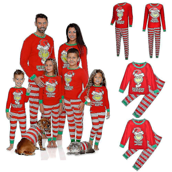 Grinch Julpyjamas Familjematchande Kläder Vuxna Barn Nattkläder PJs Set girl 160