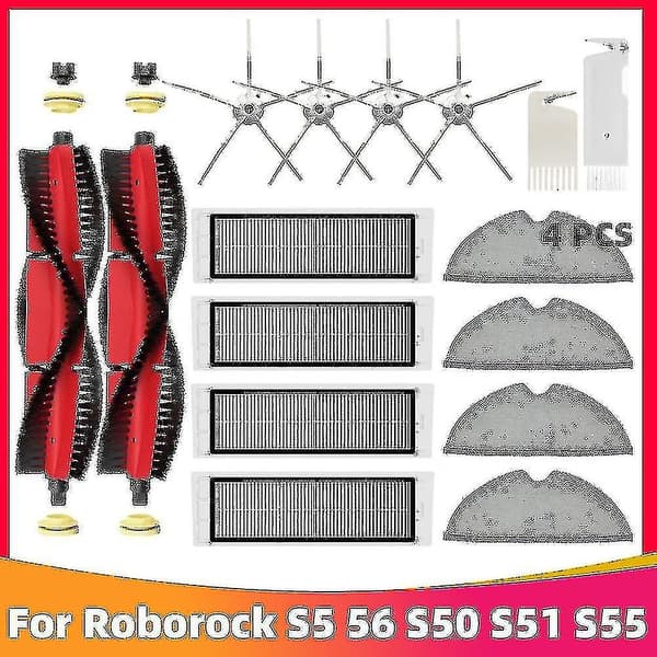 Reservedele til Xiaomi Roborock S5 S50 S5 Max S6 S6 Maxv S6 Pure E4 E5 Robotstøvsuger Hovedsidebørste Hepa-filter M