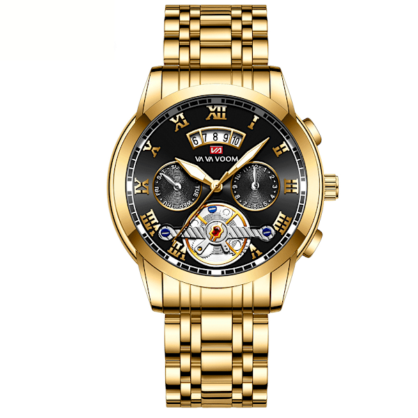 Herr Chronograph Vattentät Analog Klocka Stor Urtavla Lysande Datum Klockor för Män Klassisk Elegant Present[mo]