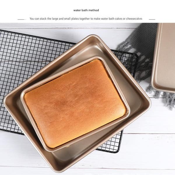 Sæt med lave bageplader non-stick, rektangulær kageform, stabelbart bagepladesæt med 3, ovnplader til bagning, guld (9'/11'/13') Shallow Baking Pans