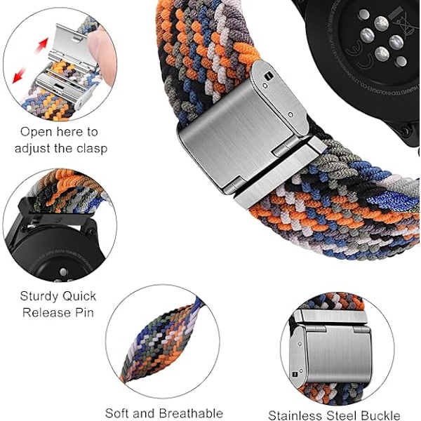 22mm Klockarmband för Huawei Watch GT2, GT2 Pro, Watch GT/3/3 Pro/GT2e, Galaxy Watch 3 45mm, Galaxy Watch 46mm, Gear S3 Frontier