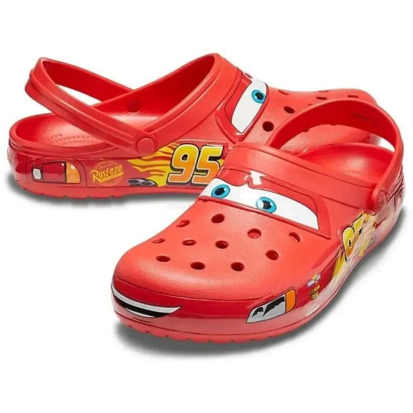 Crocs Lightning McQueen - Lightning McQueens hus udendørs med tøfler anti slip strand casual hul åndbare sandaler 41