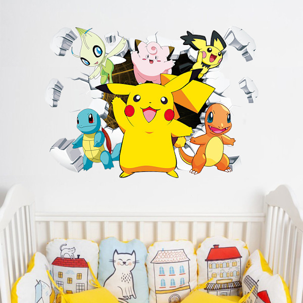 Pikachu-seinätarra, tapetti, PVC, huonekoriste, 60*40cm