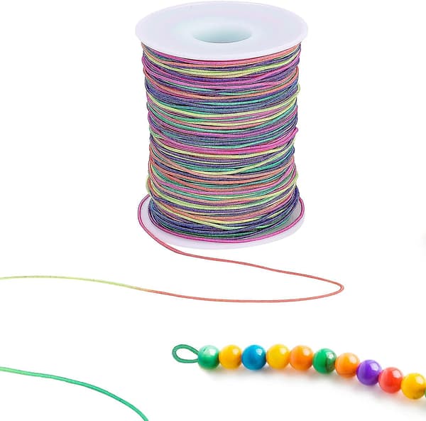 100m elastisk snor 1mm regnbuefarvet elastisk snor håndværkssnor elastisk tråd til armbånd og håndværk