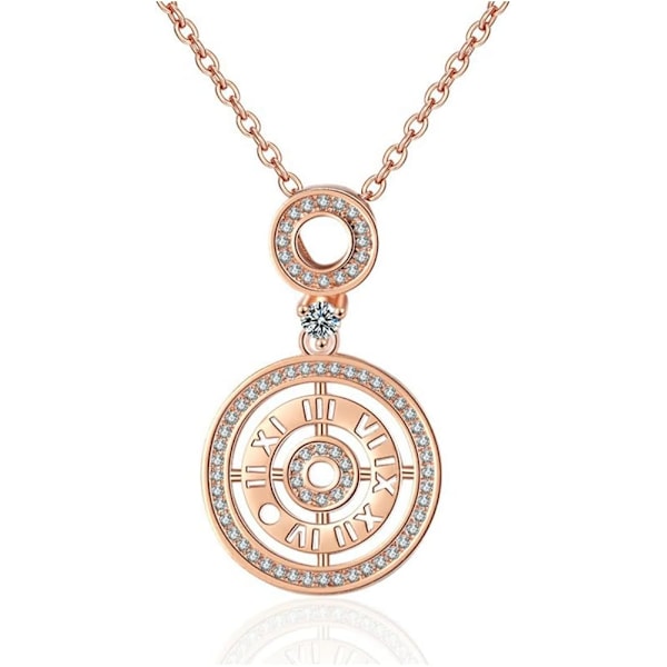Halsband för kvinnor, romerska siffror cirkelhalsband lämpligt för vardagsbruk, på jobbet eller fest, retro damhalsband med (roséguld romerska){GKS}