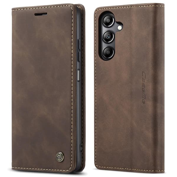 (För Samsung A17) Retro Läderplånboksfodral med Ställ och Kortfack, Stötsäkert Skydd kaffe