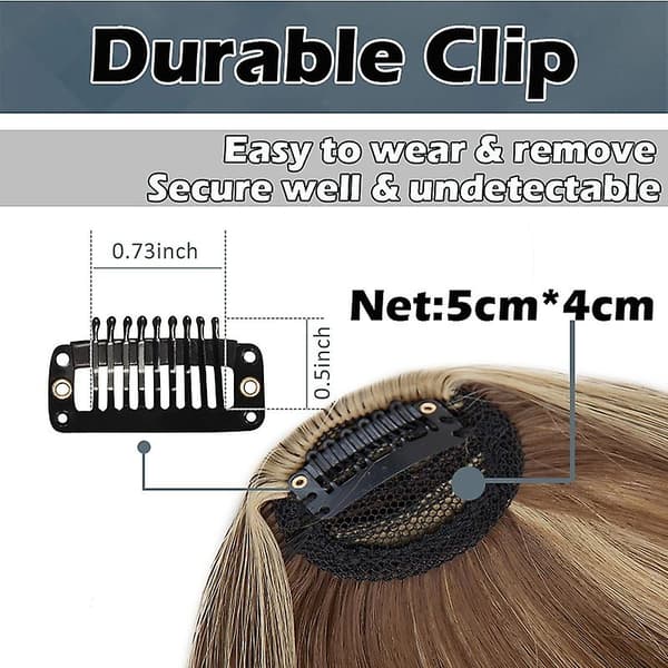 Clip-in Hår Bangs Extensions Fransk Hår Bangs Stilig Hår Bangs Hårstykker medium brun & mørk blond mediumbrown & darkblonde mediumbrown & darkblonde 28cm