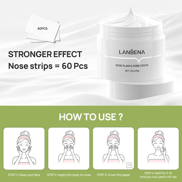 Næse Voks Pore Strips - Fjern hudorme fra ansigt og næse, 30g