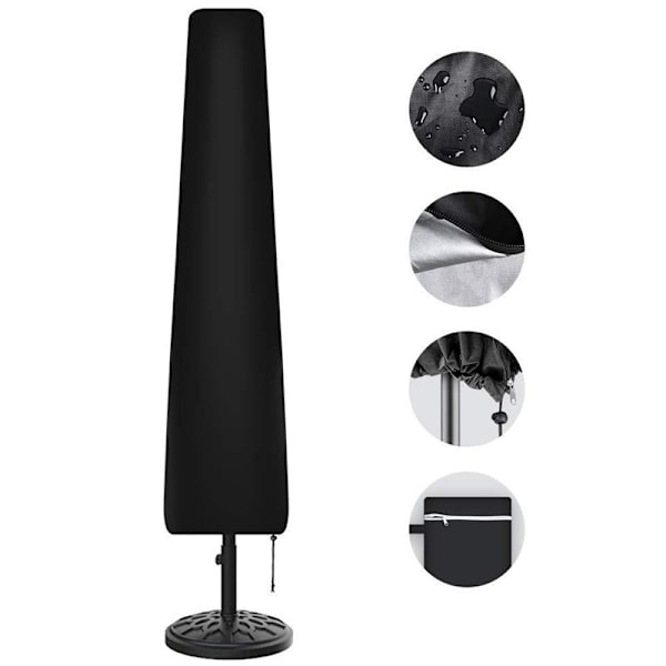 Betræk til parasol med diameter 2-4 m, 420D Oxford parasolbeskyttelse til 9-11 fod, H190 x 30/50 cm