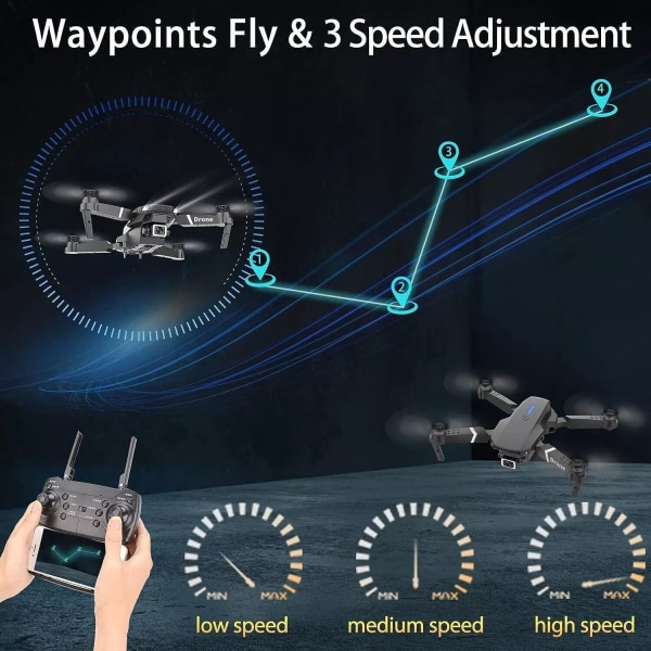 E88E525 Foldbar drone høyoppløselig flyfotohode fast høyde quadcopter fjernkontrollfly 4K enkelt kamera Gray 4K single camera Three batteries