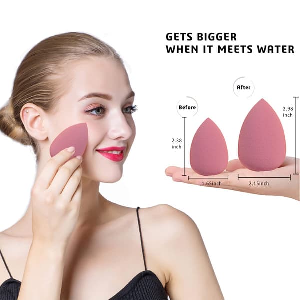 4 makeupsvampe til blending, perfekte til creme, pudder og flydende (lyserød)