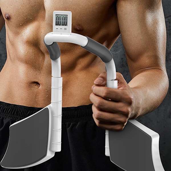 Bärbar Multifunktionell Timing Plank Trainer Push Up Board med Timer Träningsutrustning Hjälper till att Bygga Bål Styrka Vit