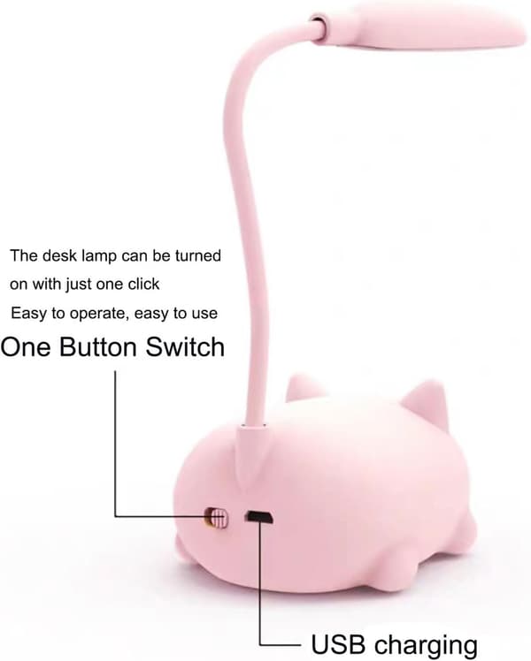 Sød lyserød mini katte natlampe, USB genopladelig, foldbar til børneværelse lyserød Rosa Rosa