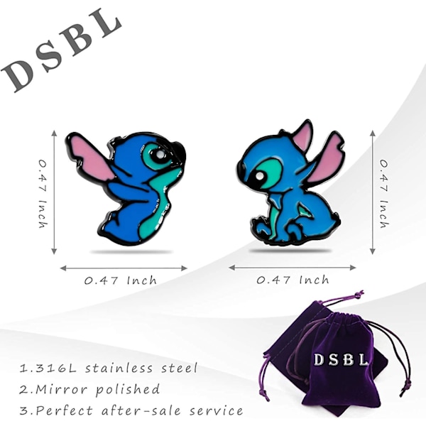 Stitch Örhängen Anime Tecknad Stitch Örhängen Ohana Betyder Familj Stitch Lilo Smycken Gåvor för Kvinna Flicka