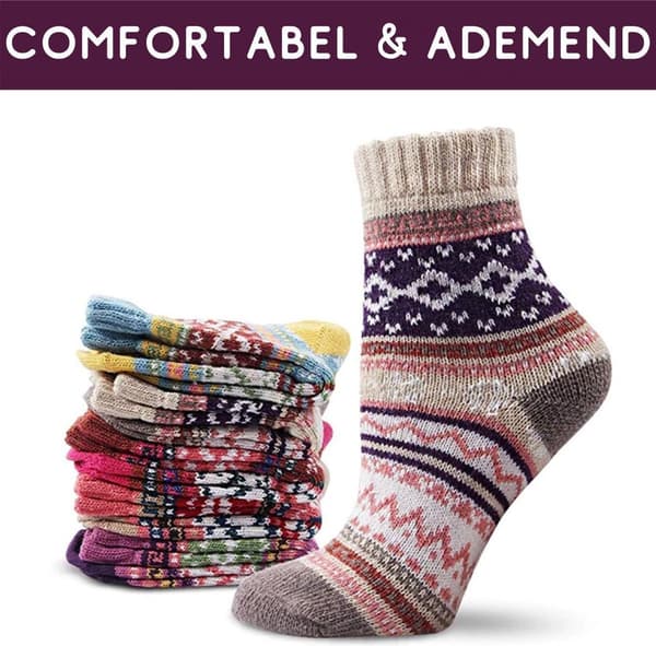 Uldne varme vinterstrømper, damestue-strømper, stil, størrelser 34-37 Retro sock set with wool 34-37