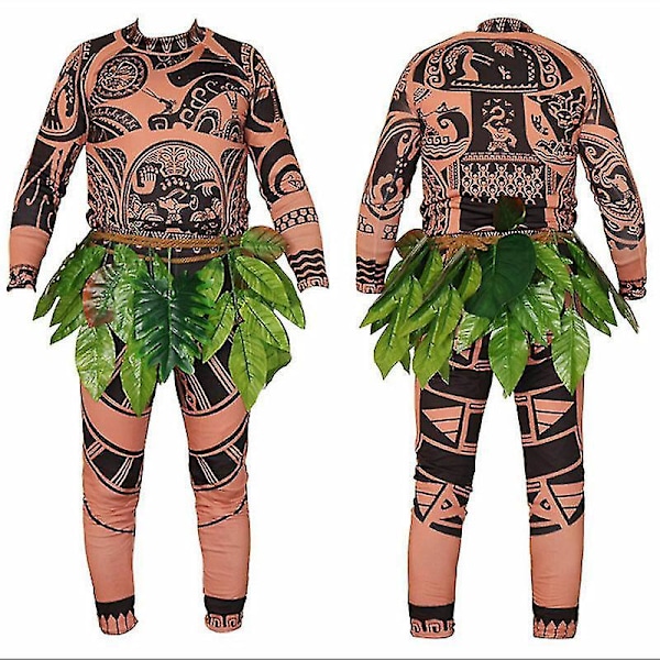 Maui Tattoo T-skjorte/bukse Halloween Voksen Menn Kvinner Cosplay Kostymer Med Blader Dekor Blattern Halloween Voksen Cosplay Adult mens m