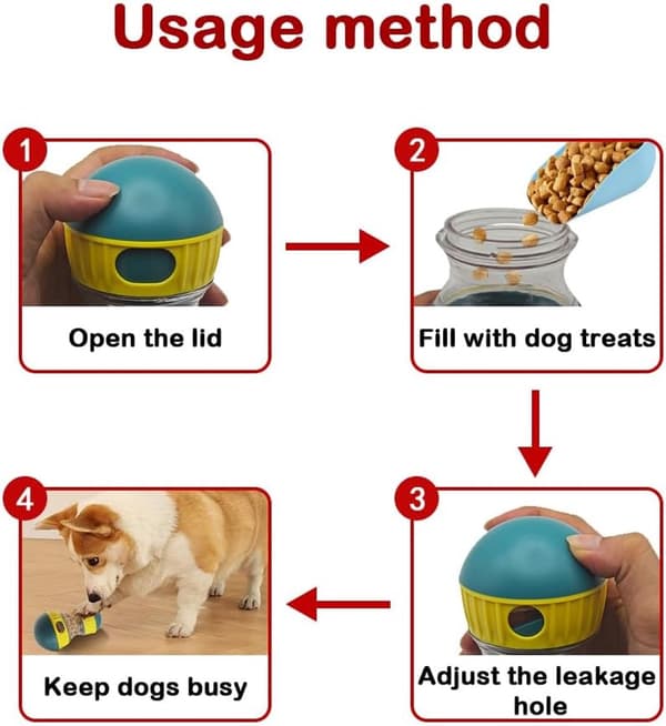 Hundesnackbold - Interaktiv Langsom Foderdispenser - Puslespilslegetøj til Hunde Katte - Justerbart Foderudløserlegetøj Colour One size