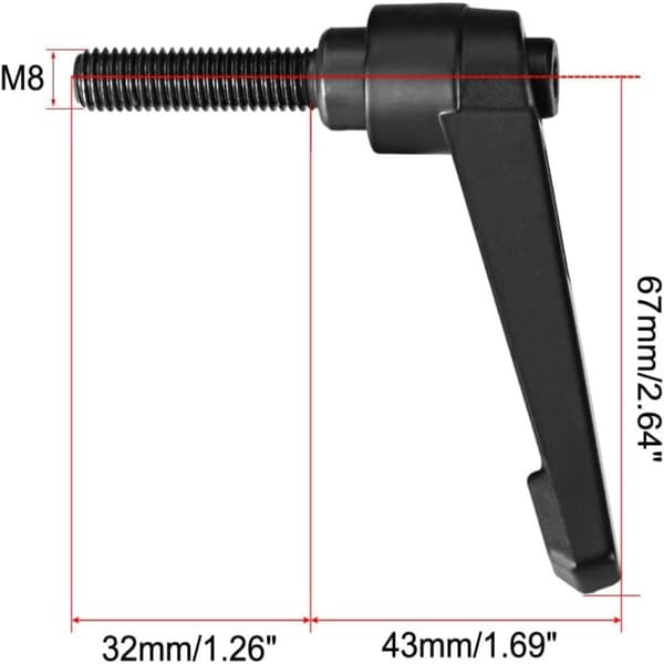 2kpl M8 X 32mm Kierrevarsi Säädettävä Kiristysvipu Push