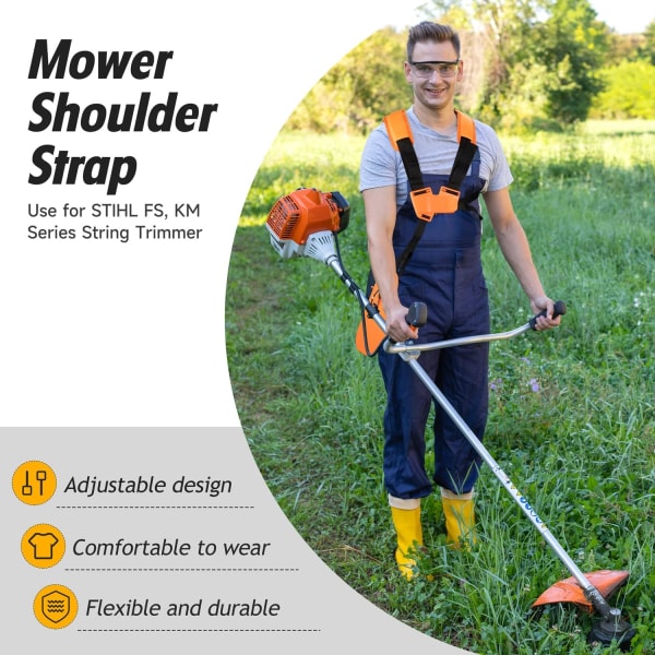 röjskärssele, dobbelt skulderrem, röjskärssele, til rydder, motorsav; til Stihl FS, KM-serie snortrimmer
