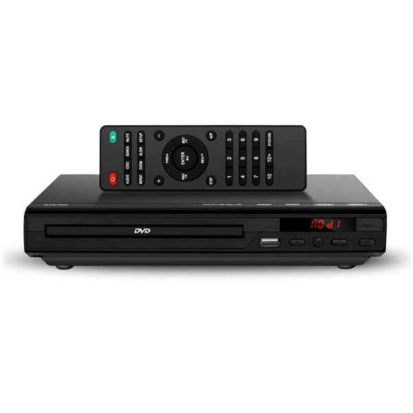 DVD-soitin televisiolle, kaikki alueet, ilmaiset DVD- ja CD-levyt, AV-lähtö, sisäänrakennettu / NTSC, USB-tulo, kaukosäädin