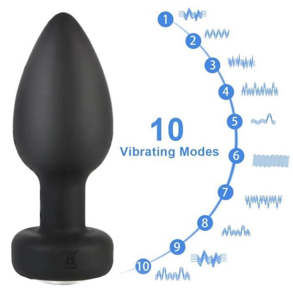 Anal Vibrator Butt Plug Trådløs Fjernbetjening, 10 Vibrationsindstillinger Prostata Massage Sexlegetøj til Kvinder Mænd, Sort