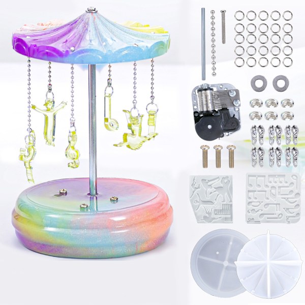 Karusellform Silikonform Musiklådeform Kit för Resin[mo]