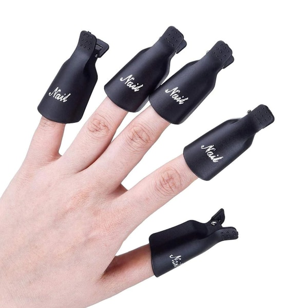 Neglekunst Gelhette Bløtlegg Av Klemme UV Manikyr Bløtlegg Av Negleklemmer Gel Polish Remover Wrap Verktøy Svart 10 Stk