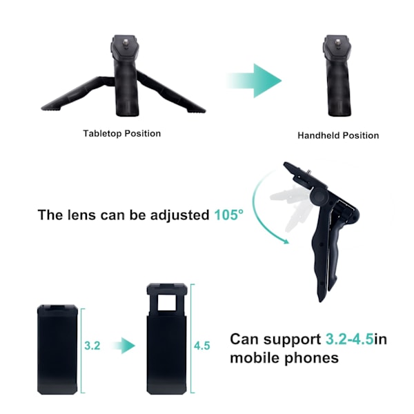 Vlogging-sett for iPhone og Android med stativ, 36 LED-lys, mini-mikrofon