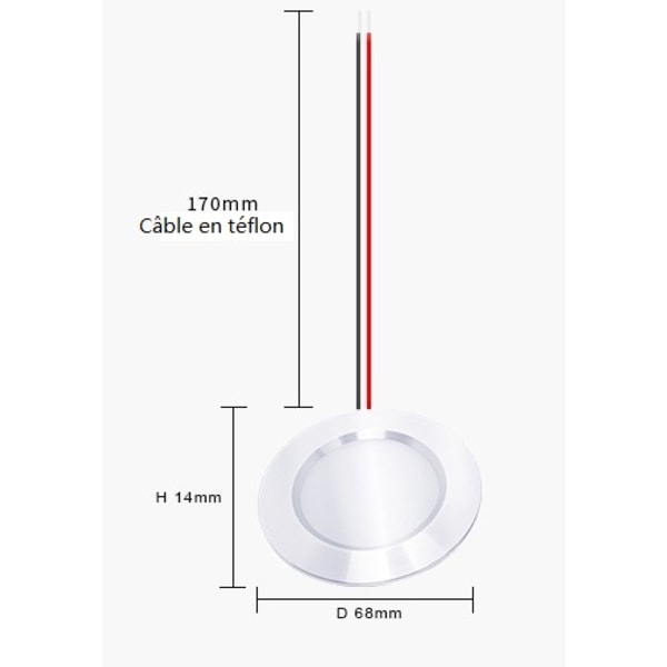Mini LED Upotettava Spotti, Porauksen Halkaisija 55mm, Halkaisija 68mm, Kompakti 3W DC12V Vedenkestävä IP54 Kylpyhuone, Keittiö, Huonekalut (Alumiini, Luonnonvalkoinen)