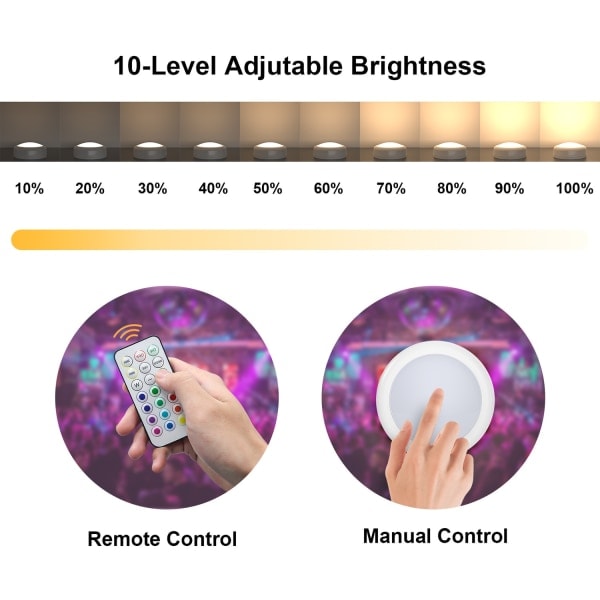 LED spotlights 6 stk. med 2 fjernbetjeninger RGB Design mange farver Hvid