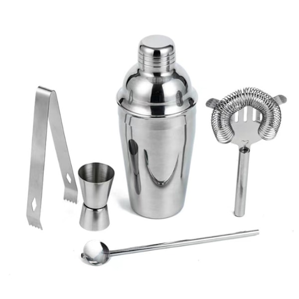 5-delt Cocktailsett, Barsett, Cocktailshaker 350/550/750ml Tilgjengelig - Rustfritt Stål Sølv[mo] 550ML Set