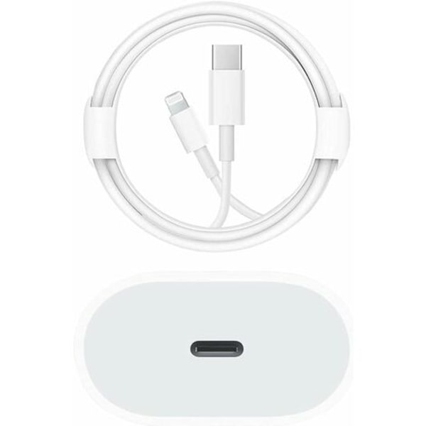 USB C Snabbladdare - PD Certifierad 20W Snabb med Lightning Kabel Typ C Laddare Adapter för iPhone 14/14 Plus/14 Pro/14 Pro Max/13/iPad Pro