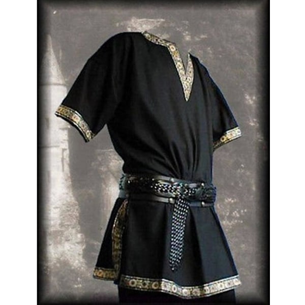 Medeltida renässansdräkter Män Adelsman Tunika Viking Aristokrat Chevalier Knight Warrior Halloween Cosplay Kostymer Inget bälte Brun Brown XXL Medieval