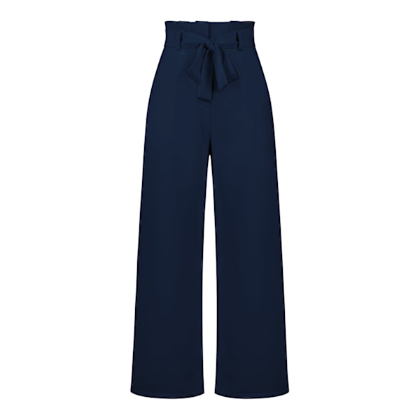 Women's suit pants, casual and versatile wide leg pants with belt temperament, commuting pants, summer purplish blue L purplish blue