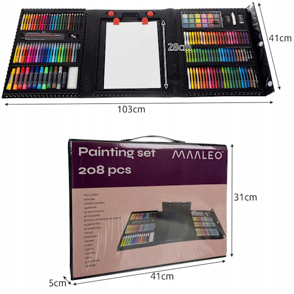 Malerisæt i Taske - 208 Dele Multicolor multifärg