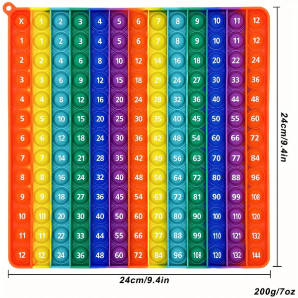 12x12 Multiplikation Push Bubble Fidget Toy för barn - Pedagogisk matt popleksak