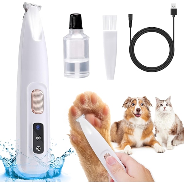 Pet Micro Precision Trimmer, 2024 Ny Opgradering Hundetæer Trimmer med LED-Lys, Stille Husdyrs Hårtrimmer, Vandafvisende Husdyrs Trimmer - Xin