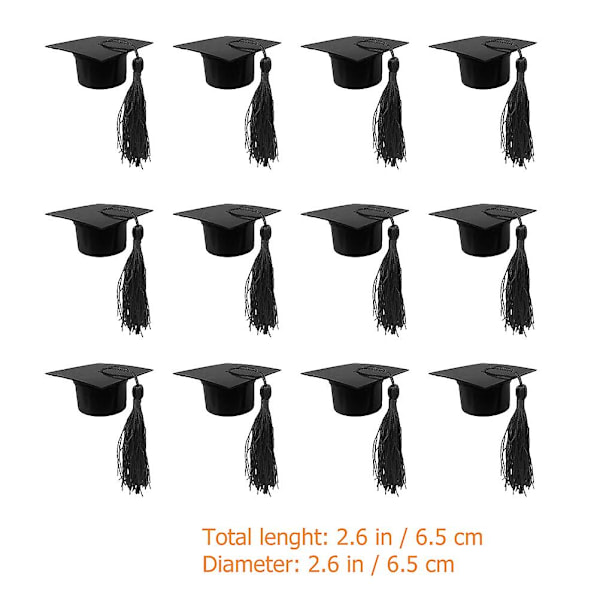 12 kpl Valmistujaislakki Lahja Makeisrasia Sokerirasia Valmistujaisjuhlien Muistiaiset Makeisrasiat Musta 6,5X6,5X3,2cm Musta Black 6.5X6.5X3.2cm