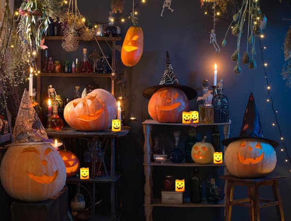 6 stk. Halloween Mini Flammeløs Jack-o'-Lantern Lys
