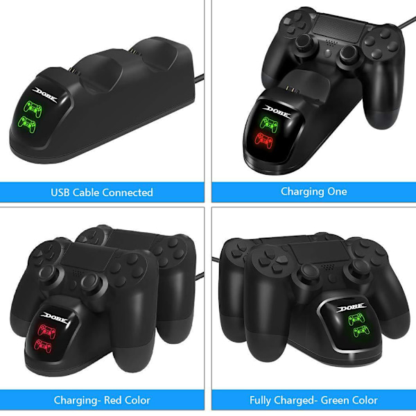Kaksoislatausasema kahdelle PS4/PS4 Slim/PS4 Pro -ohjaimelle