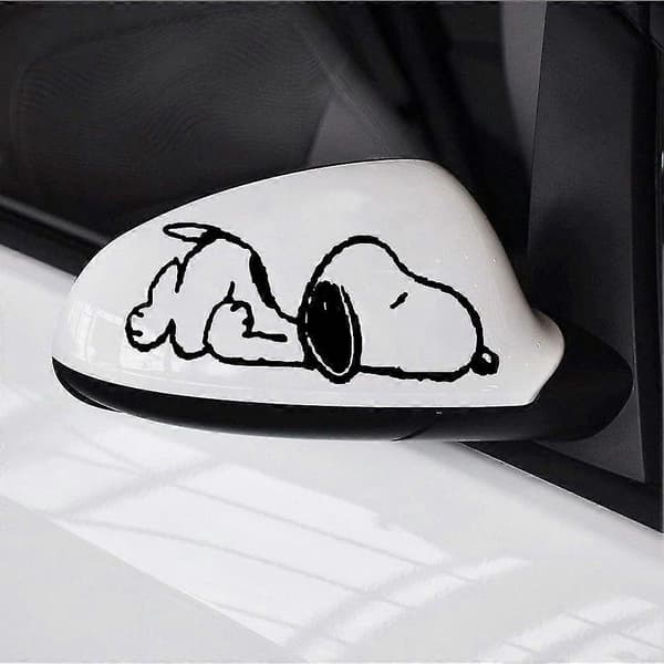 Par søde Snoopy bil bakspejl reflekterende mærkater dekoration White