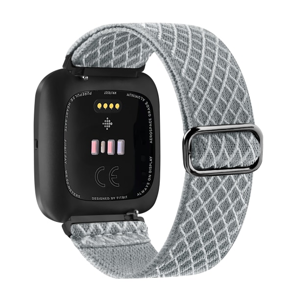 Elastinen kudottu silmukkaranneke Fitbit Versa 3 2 Versa Lite -rannekkeelle, säädettävä nailonurheilukellohihna Fitbit Sense -rannekkeelle, harmaa grey For Fitbit Versa 3