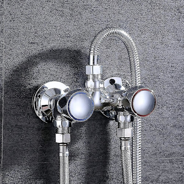 Modern Mässing Duschblandare för Badrum Kallt och Varmt Vatten, Väggmonterad Blandare med Krom Kontrollbrytare (BEJOEY){GKS}